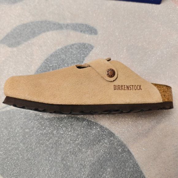 Women's Birkenstock Boston Latte Cream Suede Shoes - Narrow Fit - Picture 5 of 5